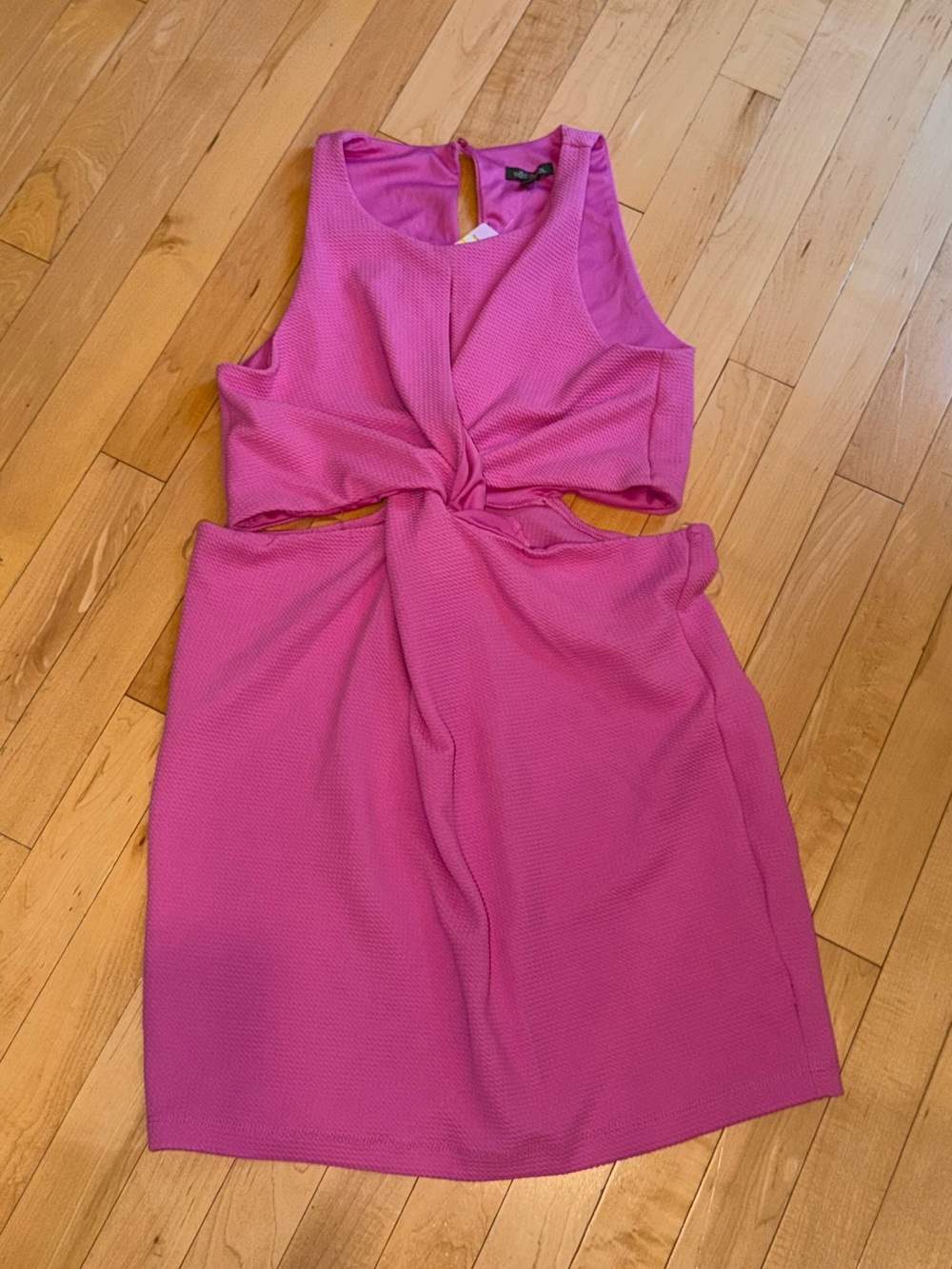 NWT Wild Fable Pink Textured Twist Front Cutout Mini Dress Size L